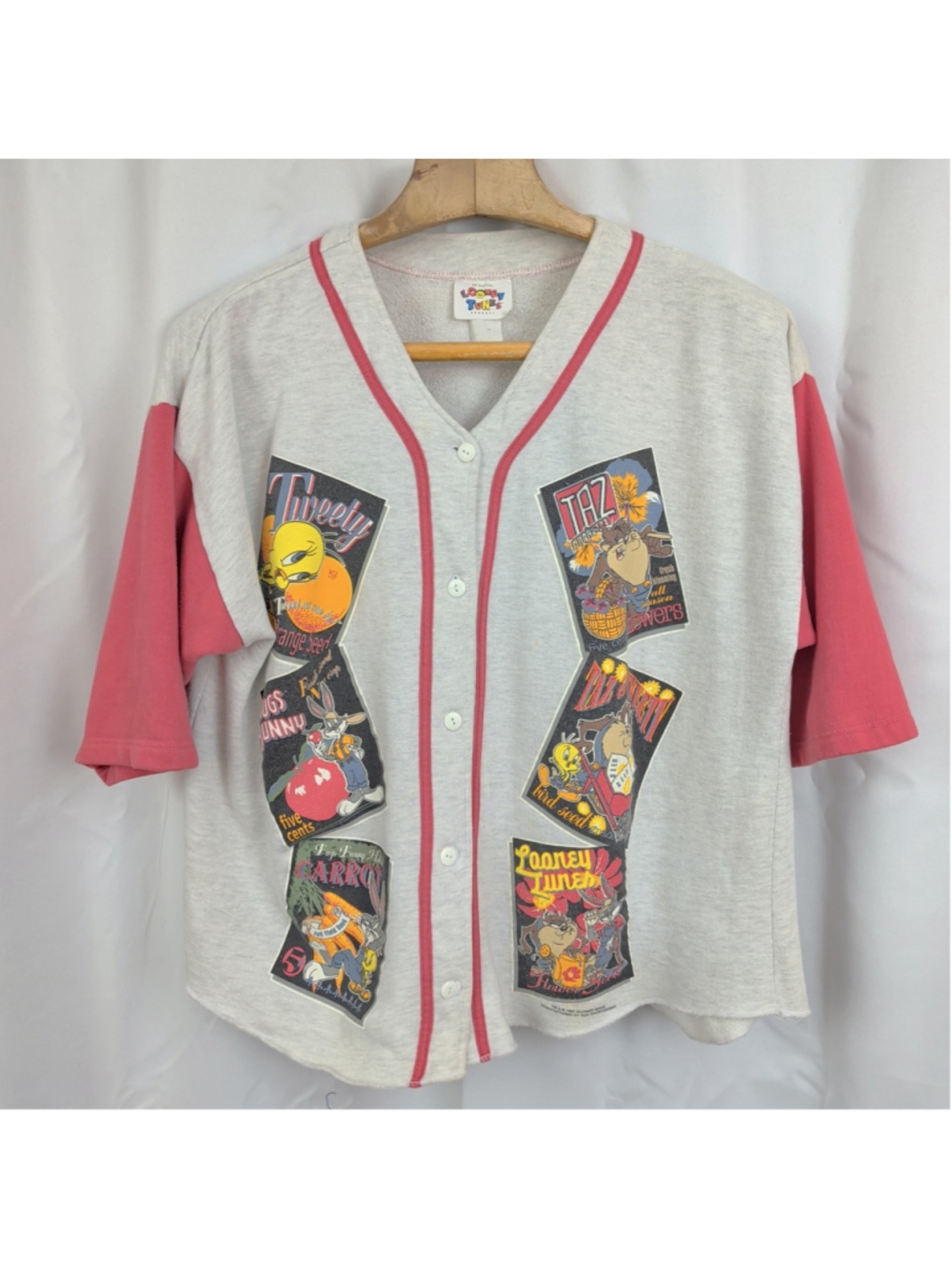 90's Looney Tunes Baseball Style Sweatshirt Jersey XL